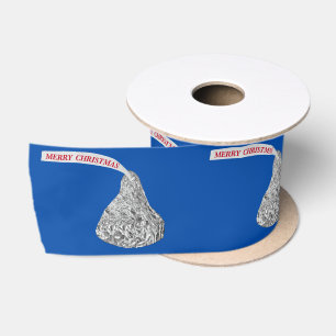 Frohe Weihnachts Candy Kiss On Blue Satinband