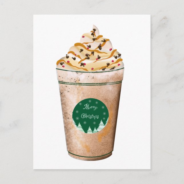 Frohe Weihnachts Caramel Drizzled Latte Postkarte (Vorderseite)