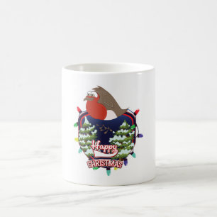 Frohe Weihnachts-Cartoon Robin Logo Kaffeetasse