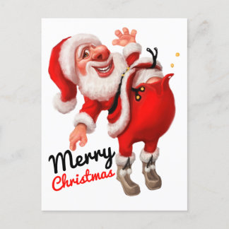 Frohe Weihnachts-Cartoon Santa Postkarte