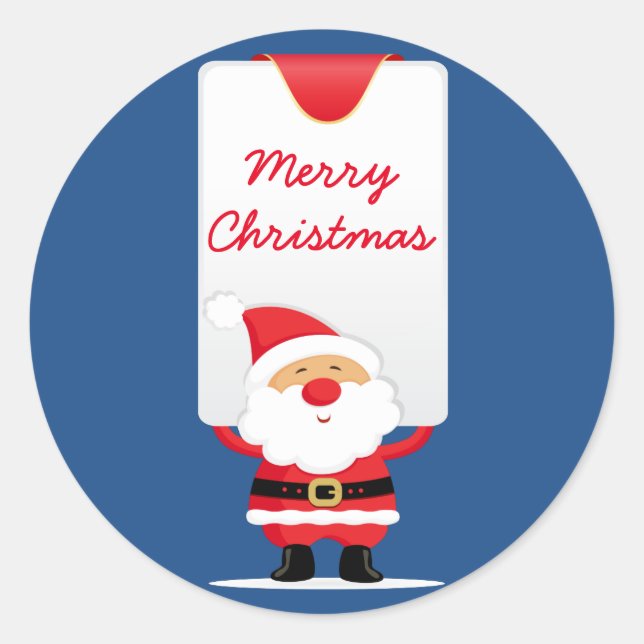 Frohe Weihnachts-Cartoon Santa Runder Aufkleber (Vorderseite)
