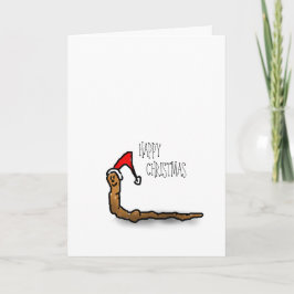 Frohe Weihnachts-Cartoon Wurm in einem Weihnachtsh Feiertagskarte