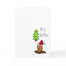 Frohe Weihnachts-Cartoon Wurm vor Weihnachtsbaum