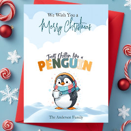 Frohe Weihnachts-Cartoonish Chillin wie ein Pingui Feiertagskarte