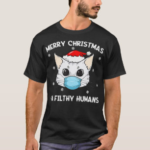 Frohe Weihnachts Cat Face Maske Kitten Santa T-Shirt