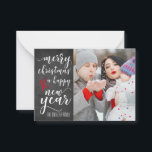 Frohe Weihnachts Chalkboard Foto Grußkarte Mitteilungskarte<br><div class="desc">Frohe Weihnachten und ein glückliches neues Jahr Chalkboard Foto Weihnachtskarte Fügen Sie Ihr eigenes Foto und bearbeiten Sie den Namen!</div>