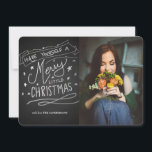 Frohe Weihnachts-Chalkboard Script Holiday Foto Feiertagskarte<br><div class="desc">Frohe Weihnachts-Chalkboard Script Holiday Foto</div>