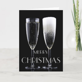Frohe Weihnachts Champagne Flute Gläser Cheers Feiertagskarte
