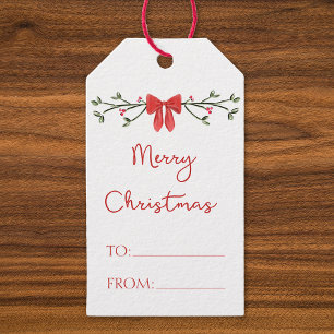 Frohe Weihnachts Chic Coquette Red Bow Personalisi Geschenkanhänger