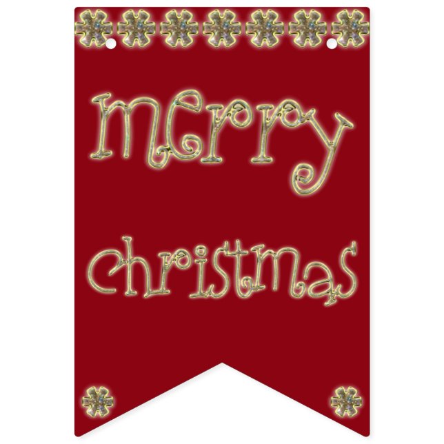Frohe Weihnachts-Chic Gold Glitzer Typografie Red Wimpelkette (Erste Fahne)