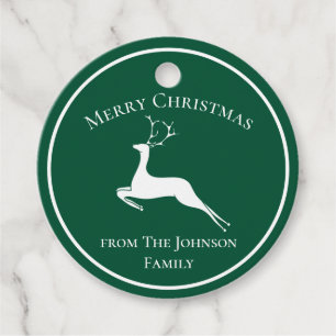 Frohe Weihnachts Chic Green Rentier Custom Party Geschenkanhänger