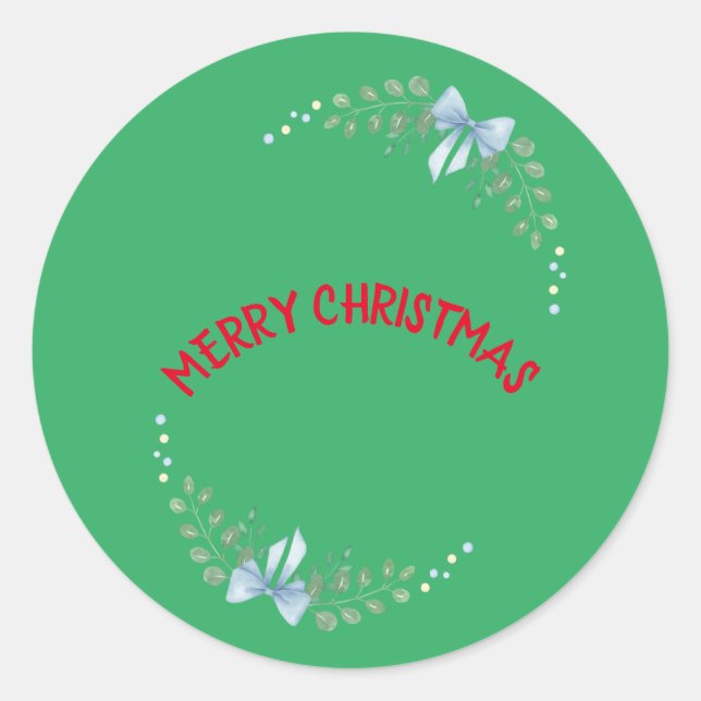 Frohe Weihnachts Circle Green Funny Sticker (Vorderseite)