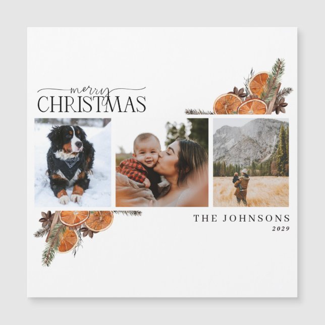 Frohe Weihnachts Citrus Foto Holiday Card Magnet (Vorderseite)