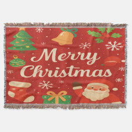 Frohe Weihnachts Classic Red Throw Blanket Decke