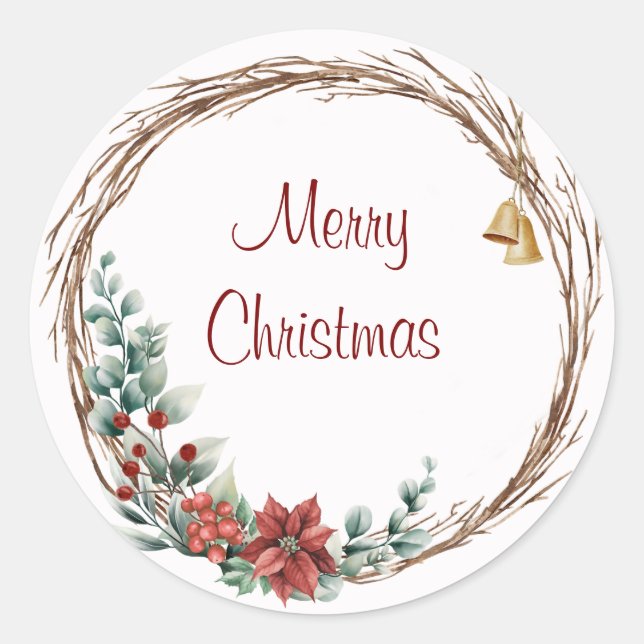 Frohe Weihnachts Classic Round Stickers (Vorderseite)
