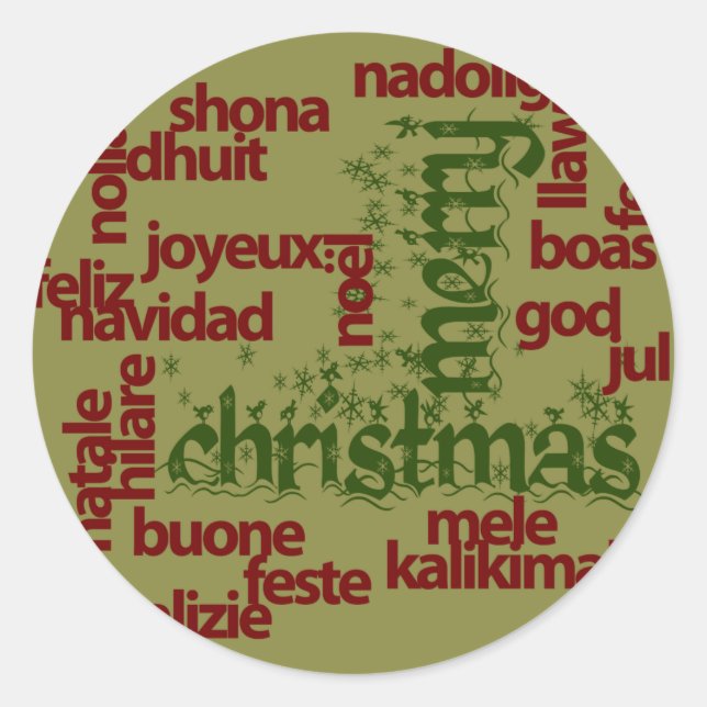 Frohe Weihnachts-Cloud Runder Aufkleber (Vorderseite)