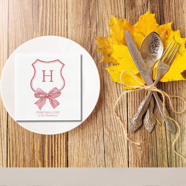 Frohe Weihnachts Coquette Bow Monogram Serviette (Von Creator hochgeladen)