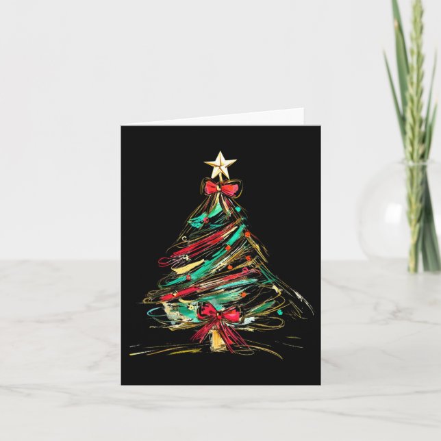 Frohe Weihnachts Coquette Bow Xmas Tree Familie Pa Karte (Vorderseite)