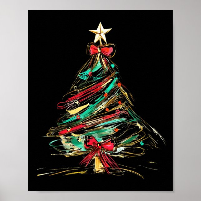 Frohe Weihnachts Coquette Bow Xmas Tree Familie Pa Poster (Vorne)