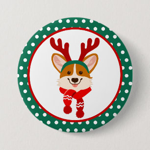 Frohe Weihnachts Corgi Dog Button