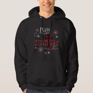Frohe Weihnachts Cross Buffalo Kariert Christlich  Hoodie