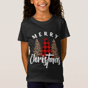 Frohe Weihnachts Cross Buffalo Kariert Leopard Pri T-Shirt