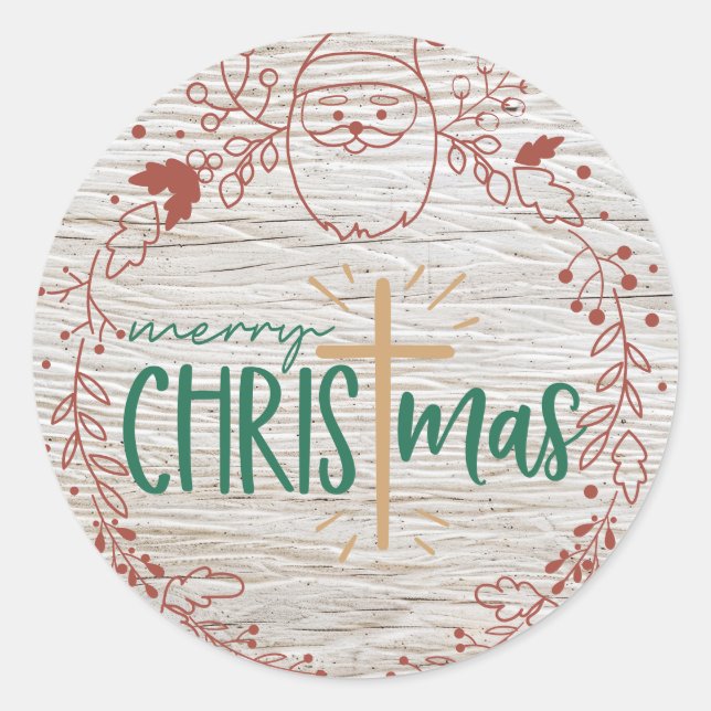 Frohe Weihnachts-Cross-Round-Aufkleber Runder Aufkleber (Vorderseite)