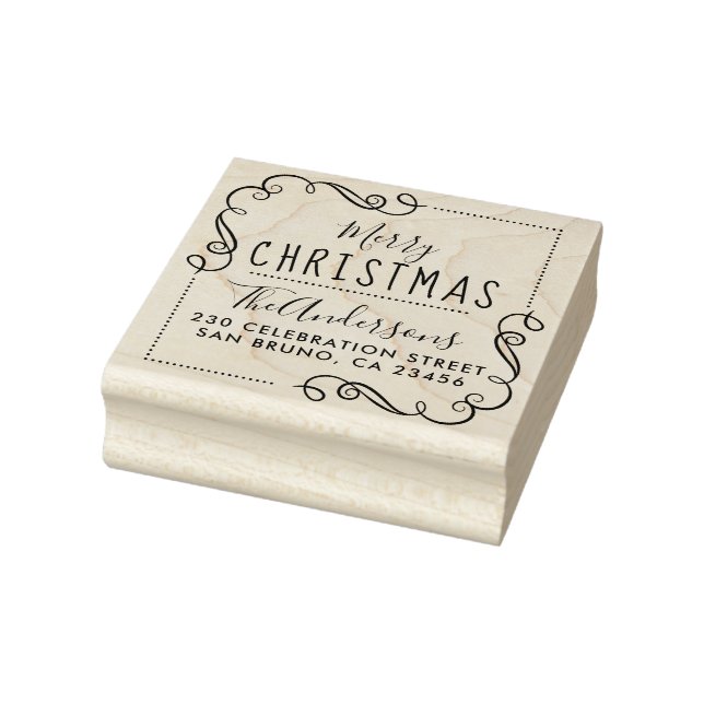 Frohe Weihnachts Custom Familienname Rücksendeadre Gummistempel (Stempel)