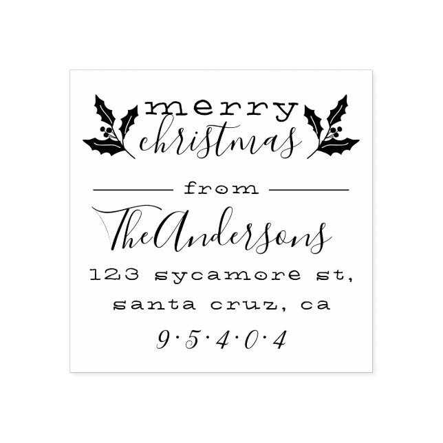 Frohe Weihnachts Custom Familienname Rücksendeadre Gummistempel (Prägung)