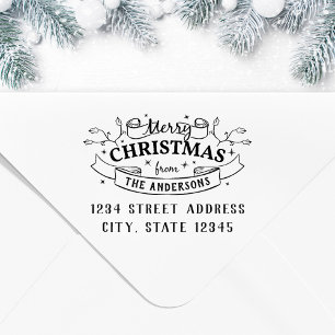 Frohe Weihnachts Custom Familienname Rücksendeadre Permastempel