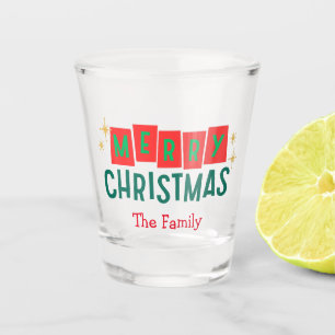 Frohe Weihnachts Custom Familienname Schnapsglas