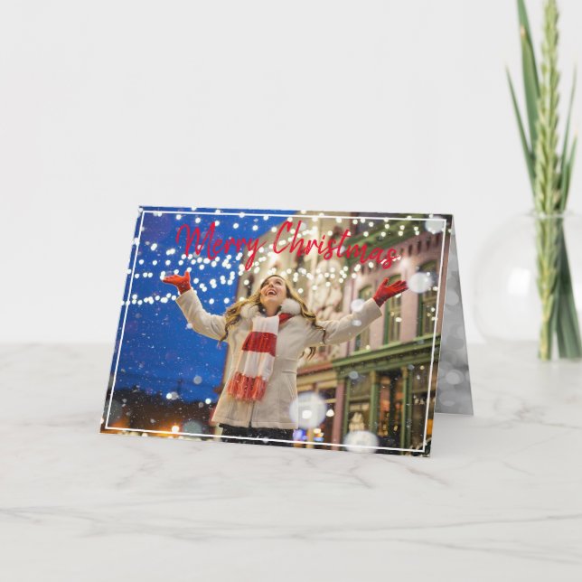 Frohe Weihnachts Custom Foto Celebration Feiertagskarte (Vorderseite)