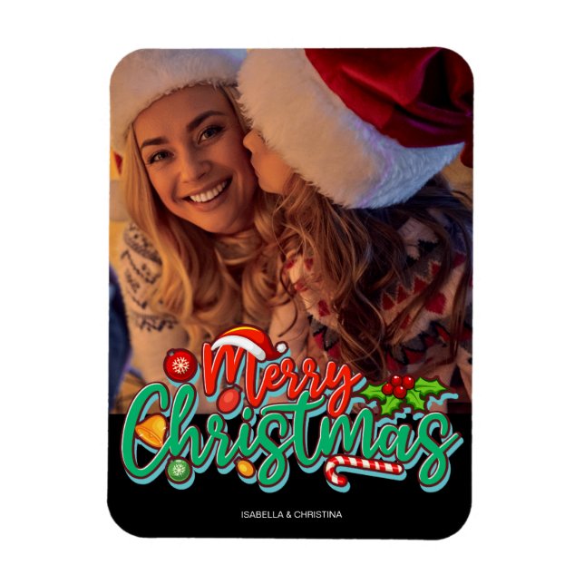 Frohe Weihnachts Custom Foto Magnet (Vertikal)
