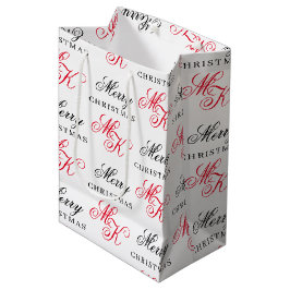 Frohe Weihnachts Custom Monogram Initials Xmas Mittlere Geschenktüte
