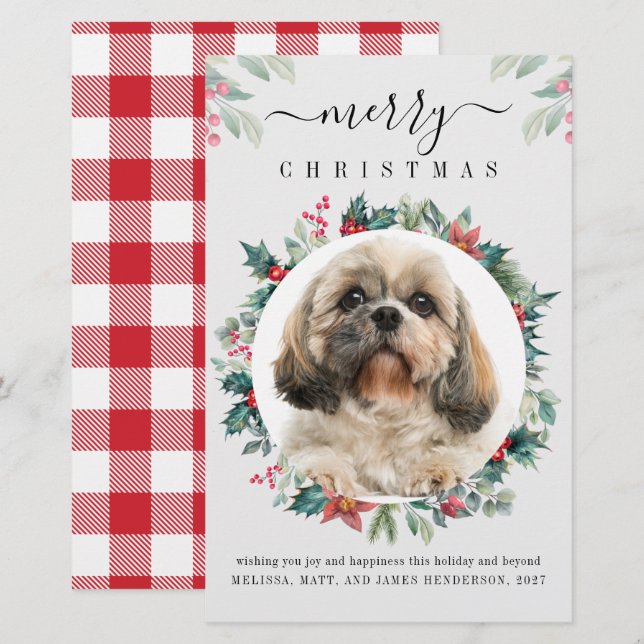Frohe Weihnachts Custom Pet Eigentümer Foto-Karte Briefpapier (Vorne/Hinten)