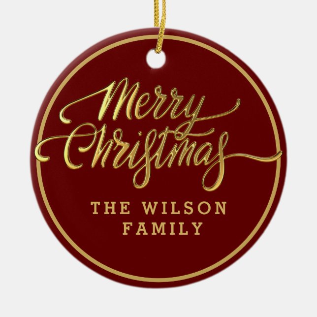 Frohe Weihnachts Custom Text Keramik Ornament (Vorne)