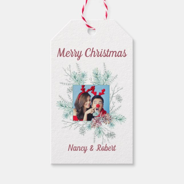 Frohe Weihnachts-Custom-Text und Foto Geschenkanhänger (Vorderseite)