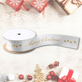 Frohe Weihnachts Custom Text White Chic Satinband