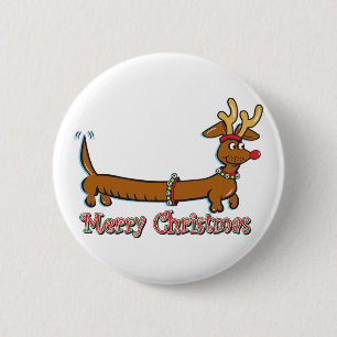 Frohe Weihnachts-Dackel Button
