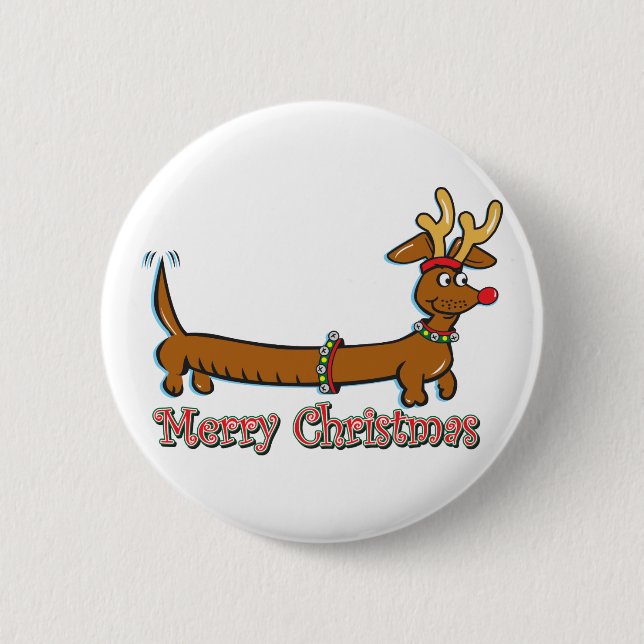 Frohe Weihnachts-Dackel Button (Vorderseite)