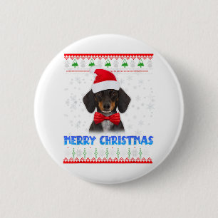 Frohe Weihnachts-Dackel Dackel Santa Ugly Xmas S Button