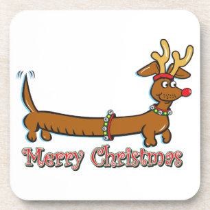 Frohe Weihnachts-Dackel Getränkeuntersetzer