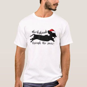 Frohe Weihnachts-Dackel Hund durch den Schnee T-Shirt