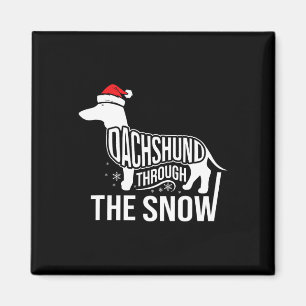 Frohe Weihnachts-Dackel Hund durch den Schneekanal Magnet