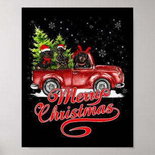 Frohe Weihnachts-Dackel Hund Lover Santa Reindeer Poster