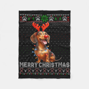 Frohe Weihnachts-Dackel Hund Lover Ugly Weihnachte Fleecedecke