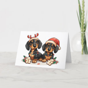 Frohe Weihnachts-Dackel Hunde Feiertagskarte