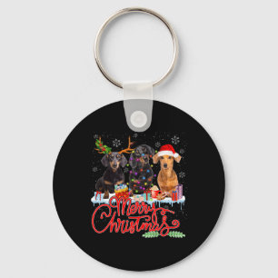 Frohe Weihnachts-Dackel Hunde Santa Reindeer Ligh Schlüsselanhänger