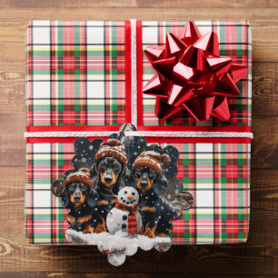 Frohe Weihnachts-Dackel Hunde Snowman Ornament Karte