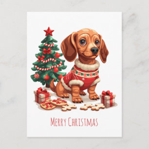Frohe Weihnachts-Dackel Hunde Weihnachtskekse Feiertagspostkarte